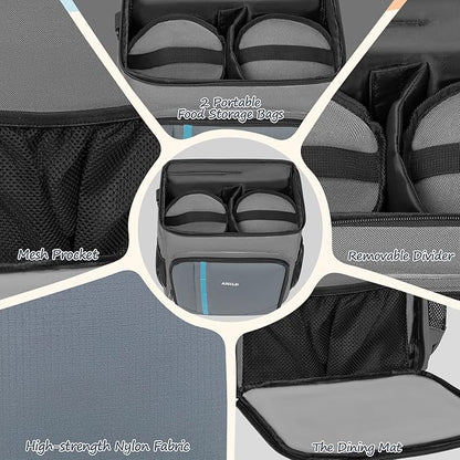 ANILD Dog Travel Bag Backpack, Flight-Ready TSA-Approved Dog Travel Bag with 2 Leak-Proof Food Canisters, 5 Foldable Silicone Bowls, Multi-Compartment Organizer for Hiking, Camping, Dog Mom Essentials