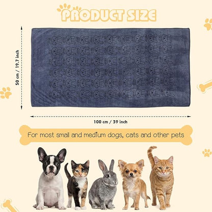 Irenare 12 Pcs Dog Towels Microfiber Pack Bulk, 20 x 40 inch Quick Drying Absorbent Pet Puppy Towels for Drying Small Puppy Dog Cat Pet Kitten Grooming Bathing Shower Travel Supplies(Gray)