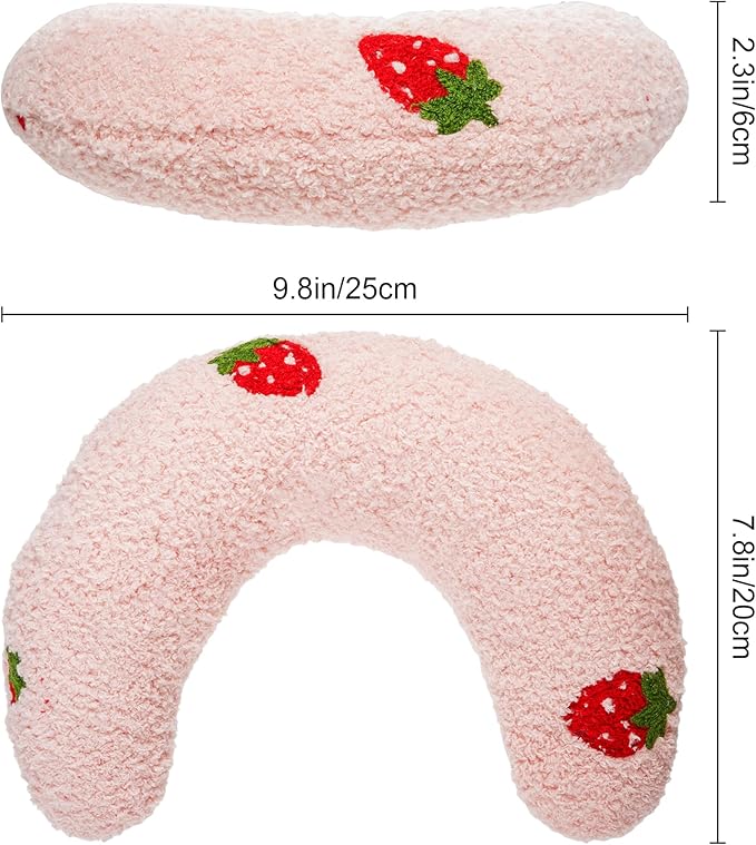 Lystaii Cat Calming Pillow for Indoor Pets - Soft Fluffy Cat & Dog Bed - Anxiety Relief with Cute Embroidery Pattern (Pink, Strawberry)