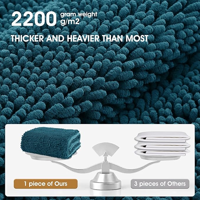 IM HOME Extra Large Dog Door Mats for Muddy Paws, 60" x 36" Chenille Absorbent Mud Mat for Dogs, Non Slip Heavy Indoor Door Mat for Dogs, Soft Dog Mat for Entryway, Mud Paw, Inside Floor, Teal Blue