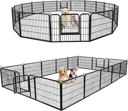 ZENY Dog Playpen 24 Inch 16 Panels, Heavy Duty Pet Dog Pen Indoor, Metal Dog Fence with Doors, Foldable Animal Outdoor Exercise Pen for Yard, RV, Camping