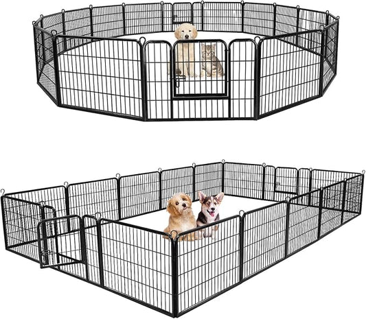 ZENY Dog Playpen 24 Inch 16 Panels, Heavy Duty Pet Dog Pen Indoor, Metal Dog Fence with Doors, Foldable Animal Outdoor Exercise Pen for Yard, RV, Camping