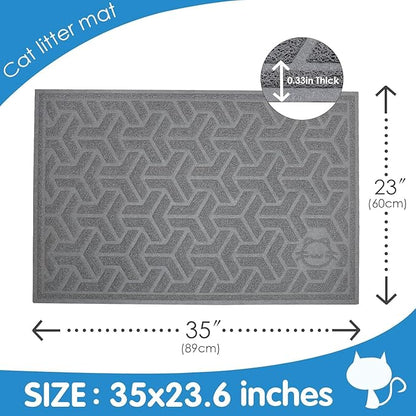 UPSKY Cat Litter Mat, Litter Trapping Mat Soft on Kitty Paws, Large Litter Box Mat 35" x 24" Scatter Control for Indoor Cats Waterproof and Extra Large Pretty Litters Carpet