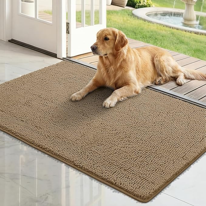 Bcoimo Super Absorbent Dog Door Mat, 48"*30" Anti Slip Mat for Muddy Paws, Pet Rugs for Dirty Paws Washable That Absorbs Moisture and Dirt, for Dog Cage and Pet Resting Carpet