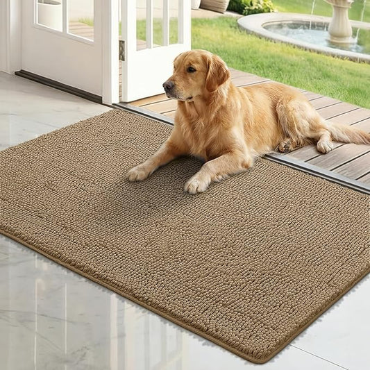 Bcoimo Super Absorbent Dog Door Mat, 48"*30" Anti Slip Mat for Muddy Paws, Pet Rugs for Dirty Paws Washable That Absorbs Moisture and Dirt, for Dog Cage and Pet Resting Carpet