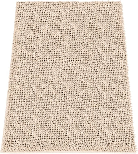 Absorbent Dog Door Mat for Muddy Paws, 48" x 30" Chenille Indoor Mats for Entryway, Trap Dirt Front Door Mat Indoor Entrance Washable Non Slip Soft Beige