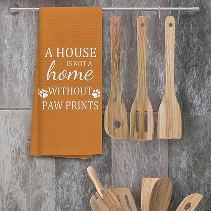 TNUW Dog Kitchen Towels, 16"24", Soft & Absorbent Paw Print Tea Towels, Gifts for Dog Lovers (Red)