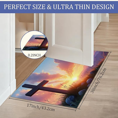 Farmhouse Welcome Mat,Easter Indoor Rugs for Entryway,Anti-Slip Low Profile Doormats Porch Mats for Front Door Stairway Rug Living Room Floor Mat 30 x 17 Inch