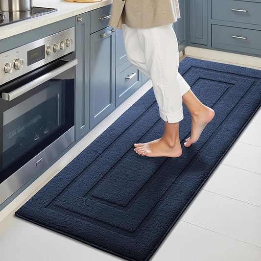 GRANNY SAYS Kitchen Mats for Floor Resist Dirt Kitchen Rugs Non Slip Washable, Large Rug Runner for Sink Laundry Thick Durable Polypropylene Comfort Standing, 59'' x 19.7'', Deep Blue