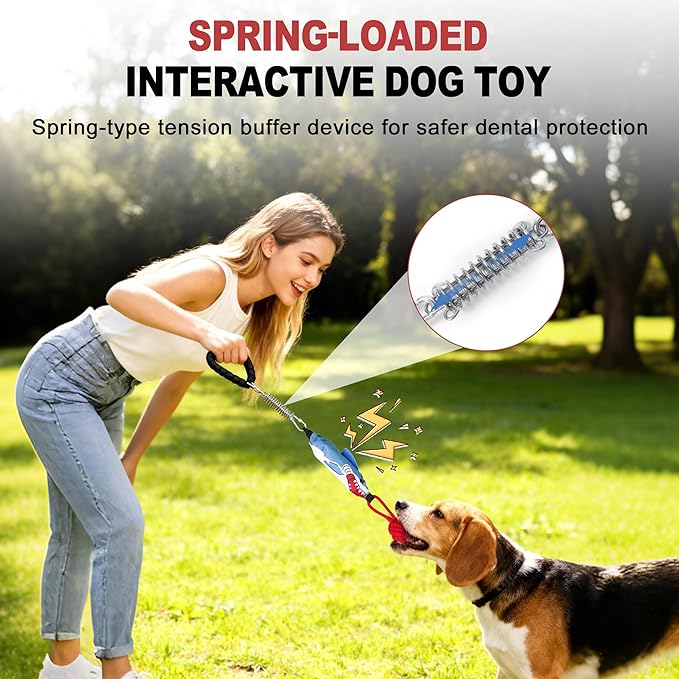 Dog Tree Tug of War Toy with Handles,Interactive Dog Pull Toy from Tree to Keep Them Busy, Multifunctional Combination Tether tug Toy with chew Ball