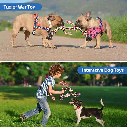 QDAN Dog Rope Toys for Aggressive Chewers, Indestructible Dog Toy, Tough Cotton Chew Toy for Medium Large Dogs