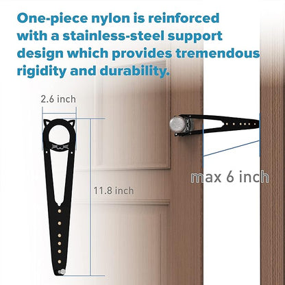Neobay Cat Door Latch with Stabilizer, 7 Sizes Adjustable Cat Door Holder Latch to Keep Dog Out of Litter Box, Economical Alternative of Pet Gates and Interior Pet Door, Black, 1 Pack