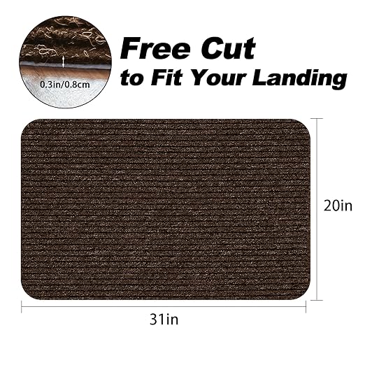 Stair Treads for Wooden Steps Carpet, Non-Slip Stair Runner Indoor Outdoor Stair Tread Mats Covers Pads, 19" x 31" Matching Landing Step Runner for Elders, Kids and Dogs (19" x 31", Brown)