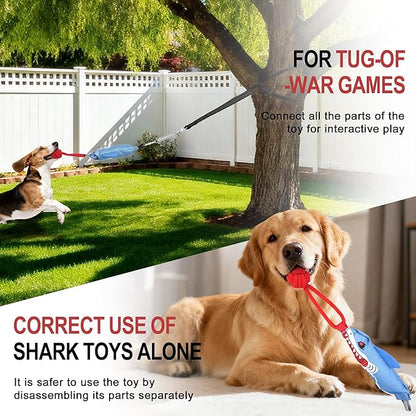 Dog tug of war Toy with Squeak,Interactive Dog Pull Toy from Tree to Keep Them Busy, Multifunctional Combination Tether tug Toy with chew Ball