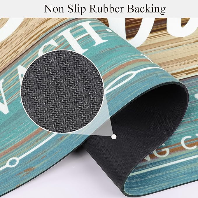 Pauwer Laundry Room Rug Runner 20"x60" Waterproof Rubber Laundry Mat Non Slip Kitchen Mats for Floor Washable Floor Mat Runner Rug for Farmhouse Mudroom Washroom Bathroom Decor