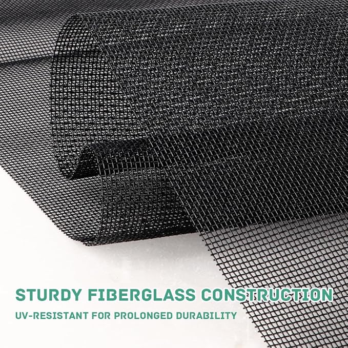 Pet Proof Window Screen Replacement 48"x100" Adjustable Thicken Charcoal Fiberglass Screen Mesh Dog Cat Net for Patio Porch Sliding Door