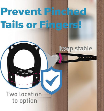 Neobay Cat Door Latch with Stabilizer, 7 Sizes Adjustable Cat Door Holder Latch to Keep Dog Out of Litter Box, Economical Alternative of Pet Gates and Interior Pet Door, Black, 1 Pack