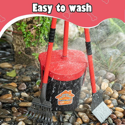 Dog Pooper Scooper With Bag Attachment,Heavy Duty Metal Rake&Spade Swivel Bin,NonBreakable Poop Scoop for Small Large Dogs,Includes 100 Waste Bag Odorless Design Easy to Use on Grass,Dirt,Gravel