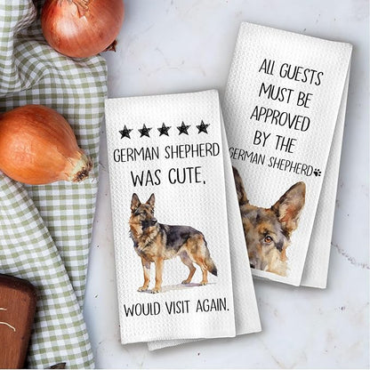 German Shepherd Towels - German Shepherd Gifts Decorative Waffle Dish Towels, Dog Gifts Hand Towel for Women, Dog Mama Gift Tea Towel, 16x24 Inch Set of 2