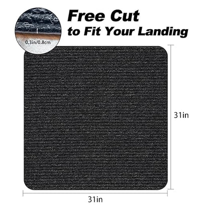 Stair Treads for Wooden Steps, Non-Slip Stair Runner Indoor Outdoor Stair Tread Mats Covers Pads, 31" x 31"Matching Staircase Step Runner for Elders, Kids and Dogs (31" X 31", Black)