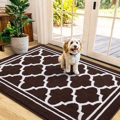 Buganda Indoor Door Mat, Dirt-Resistant and Absorbent Doormat, Anti-Slip, Low Profile Floor Mats for Inside Entryway, Front, and Back Door Entrance (48x32 Inches, Dark Brown)