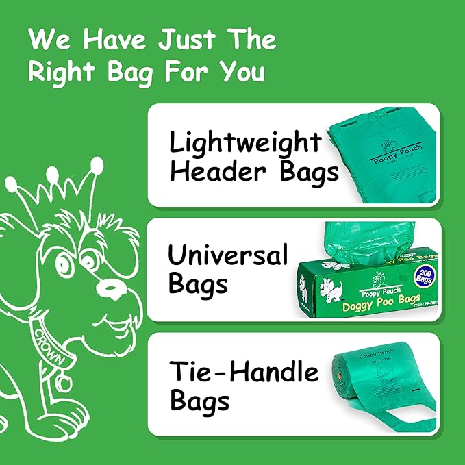 Header Pet Waste Station Bags - 2,400pcs of 8" x 13" Hanging Dog Waste Station Bags - Extra Thick (20 Microns), Durable, & Opaque Design - Single-Pull & Easily Disposable Refills