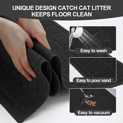 Cat Litter Mat, Litter Trapping Mat Soft on Kitty Paws, 35" x 24" Kitten Litter Box Mat for Cleaner Floors, Waterproof, Easy Clean, Durable Large Size Cat Litter Pad for Kitten.