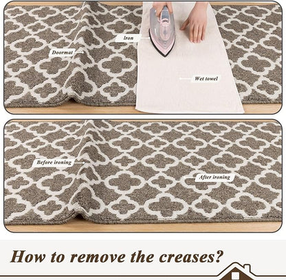 U'Artlines Runner Rug for Hallway 2×6feet Non Slip Kitchen Floor Carpet Runners Brown Geometric Pattern Machine Washable Area Rug for Entryway Bathroom