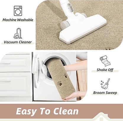 BEQHAUSE Stair Landing Rug Non-Slip 30"x30", Square Stair Landing Mats for Stairs Washable, Carpet Stair Treads Matching Mats for Wooden Steps Indoor Landing Rugs Surface Polyester TPE Backing, Beige
