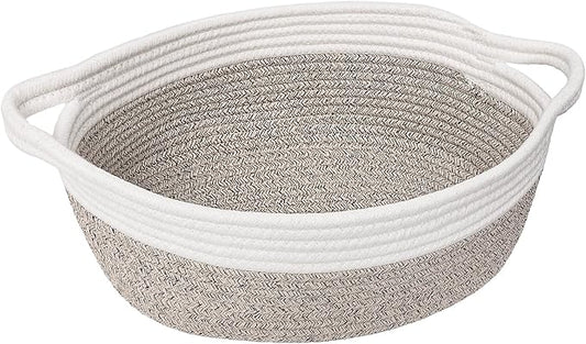 Goodpick Small Woven Baskets for Organizing, Dog Toy Basket, Storage Baskets with Handles, Gift Cute Basket for Decor 12"X 8" X 5" Mixed Brown