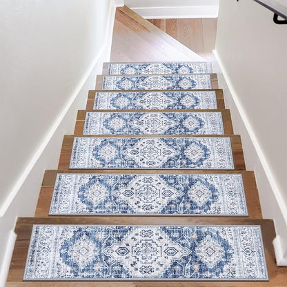 OJIA Non-Slip Stair Treads for Wooden Steps 30"x8" Indoor Stair Runner 15PCS Rubber Backed Soft Carpet Stair Treads Mat Staircase Step Treads Covers for Kids and Dogs