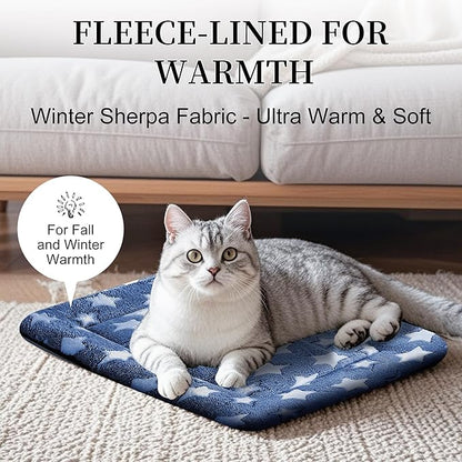 Dog Bed Mat, Reversible Crate Pad & Cute Dog Bed - Machine Washable Kennel Mat with Ultra Soft for Small Dogs & Cats