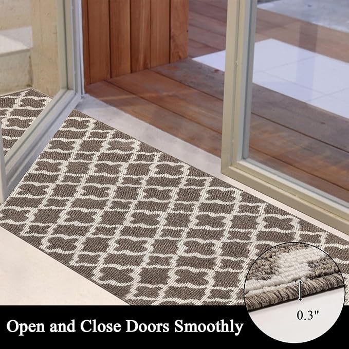 U'Artlines Extra Long Runner Rug for Hallway 2'8" x 12' Non Slip Kitchen Floor Carpet Runners Brown Geometric Pattern Machine Washable Area Rug for Entryway Bathroom