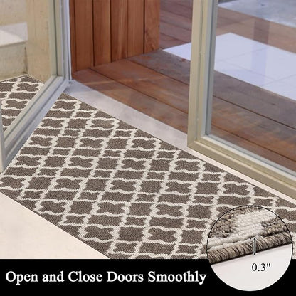 U'Artlines Extra Long Runner Rug for Hallway 2'8" x 12' Non Slip Kitchen Floor Carpet Runners Brown Geometric Pattern Machine Washable Area Rug for Entryway Bathroom