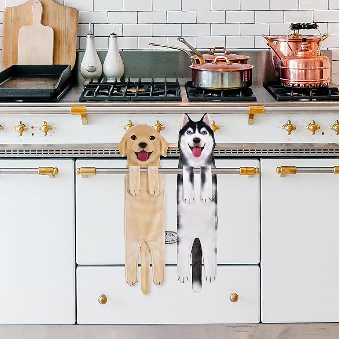 AGRIMONY Funny Husky Dog Hand Towels for Kitchen Bathroom - Dog Mom Dad Gifts for Women Men Teens Kids-Easter Mothers Fathers Days Valentines Housewarming Birthday Gifts for Animal Lovers