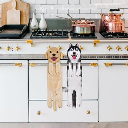 AGRIMONY Funny Husky Dog Hand Towels for Kitchen Bathroom - Dog Mom Dad Gifts for Women Men Teens Kids-Easter Mothers Fathers Days Valentines Housewarming Birthday Gifts for Animal Lovers