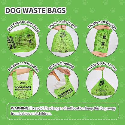 Cat Litter Bags for Poop, Compostable Kitty Poop Bags, 100 Count Unscented Disposal Waste Bags with Handle, Fit Any Scoop, Odor Sealing and Leakproof Dog Pooper Bag