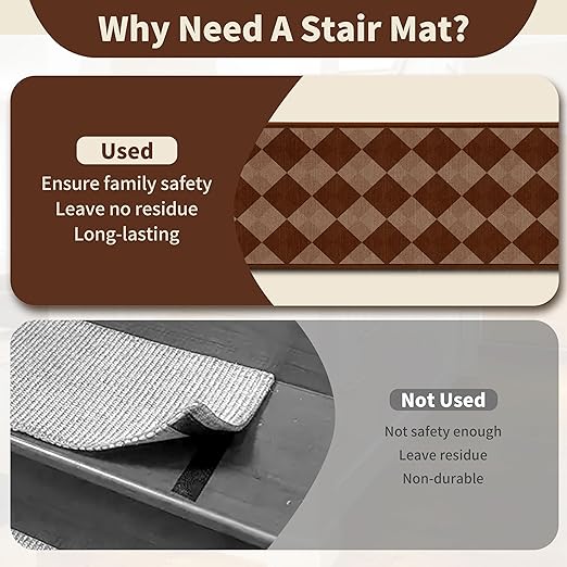Non-Slip Carpet Stair Treads 7PCS, 8"x30" Peel and Stick Stair Runner for Wooden Steps Indoor, Washable Reusable Adhesive Backing, Pet-Friendly Safety Mats for Kids, Elders, Dogs