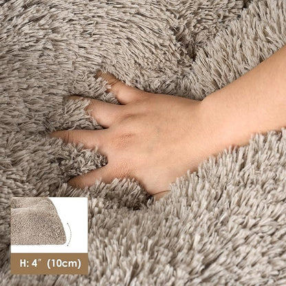 EHEYCIGA Fluffy Dog Crate Bed for Large Dogs, Plush Faux Fur Crate Pad, Calming Anti Anxiety Large Dog Bed, Washable Soft Warm Mat with Non-Slip Bottom, Taupe