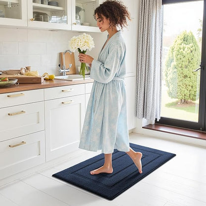 GRANNY SAYS Kitchen Mats for Floor Resist Dirt Kitchen Rugs Non Slip Washable, Small Rug for Sink Laundry Thick Durable Polypropylene Comfort Standing, 32" x 20", Deep Blue