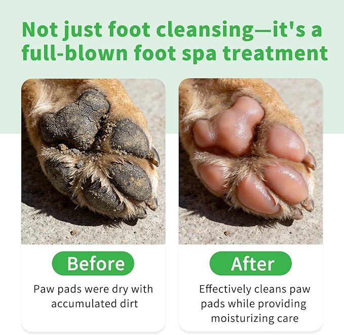 No-Rinse Dog Paw Cleaner, Foaming Pet Paw Washer with Soft Silicone Brush, Waterless Dry Shampoo for Dogs and Cats, Effectively Removes Dirt & Odor, Moisturizing Paw Care, 5.07 fl oz
