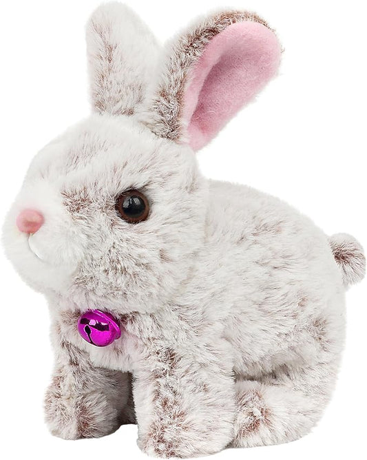 Easfan Bunny Pink Plush Toy Jumping Spotted Rabbit Talking Hopping Ears Nose Moving Educational Plush Toy Singing Shaking Glowing Interactive Toy Electric for Toddlers Kids