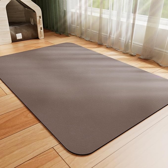 Dog Food Mat - Absorbent Cat Mat for Food and Water, No Stains Pet Feeding Bowl Mat, Easy to Clean Pet Placemats, Quick Dry Dog Water Dispenser Mat for Messy Drinkers | Brown 12"x 19"