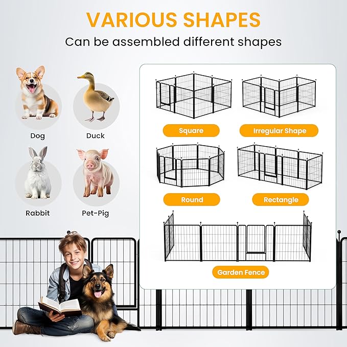 Dog Playpen 40 Inch 8 Panels, Ideal Dog Fence for Small/Medium/Large Dogs Indoor & Outdoor Bliss, Perfect Dog Pen for Camping, Yard, RV, Garden Fence, Black