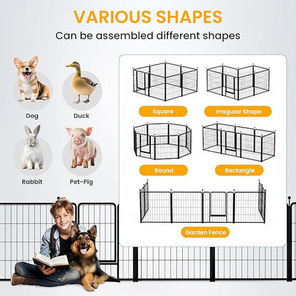 Dog Playpen 40 Inch 16 Panels, Ideal Dog Fence for Small/Medium/Large Dogs Indoor & Outdoor Bliss, Perfect Dog Pen for Camping, Yard, RV, Garden Fence, Black