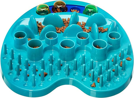 Amazon Basics Pet Activity Center and Feeder, 13.4 X 2.4 X 14.7 Inches, Blue