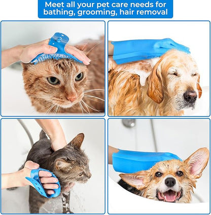 4PCS Dog washing kit,Dog Bath Brush | Dog Washing Gloves | Microfiber Large dog towel 56'' X 28'',Very suitable for bathing, swimming, outdoor activities, and camping for large and medium-sized dogs.