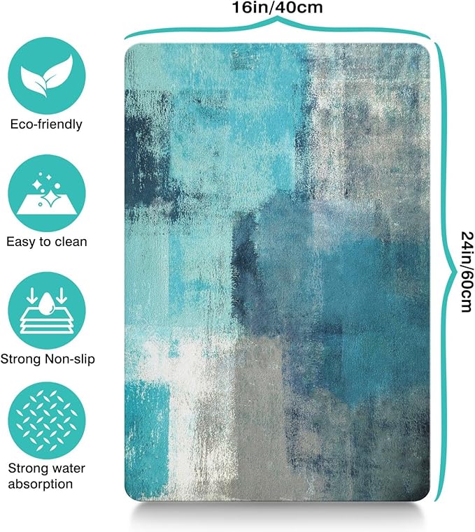 Dog Food Mats for Floors Absorbent, Cat Food Mat - Pet Cat Feeding Mat Quick Dry, Dog Bowl Mats for Water, Pet Supplies Feeding Placemat 16" x 24" Tie-Dye Blue