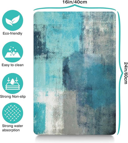 Dog Food Mats for Floors Absorbent, Cat Food Mat - Pet Cat Feeding Mat Quick Dry, Dog Bowl Mats for Water, Pet Supplies Feeding Placemat 16" x 24" Tie-Dye Blue