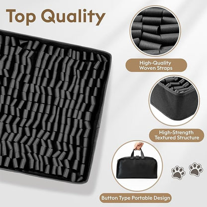 Snuffle Mat for Dogs, Dog Puzzle Mat, Interactive Dog Toys for Enrichment,Sniff Mats with Non-Slip Backing,Portable Design Easy to Store (Black, 14" X 12"-Portable)